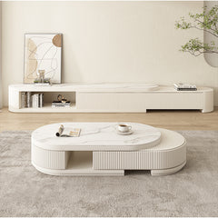 Elegant White Beige Sintered Stone Tea Table - Modern Design & Durable Finish hjl-1197