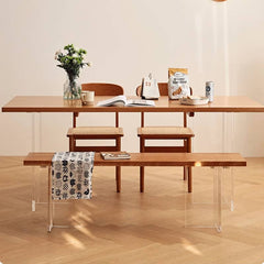 Stunning Natural Cherry Wood Table with Sleek Acrylic Accents - Perfect for Modern Homes hldmz-707