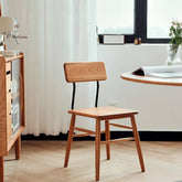 Sleek Modern Chair in Natural Cherry Wood with Durable Iron Frame hldmz-717