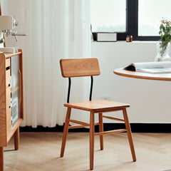 Sleek Modern Chair in Natural Cherry Wood with Durable Iron Frame hldmz-717