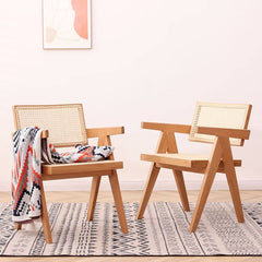 Cherry Wood Rattan Chair – Elegant Natural Wood Finish hldmz-719