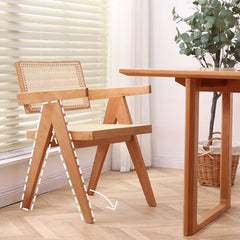 Cherry Wood Rattan Chair – Elegant Natural Wood Finish hldmz-719