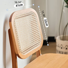 Natural Cherry Wood Chair with Rattan Backrest hldmz-723