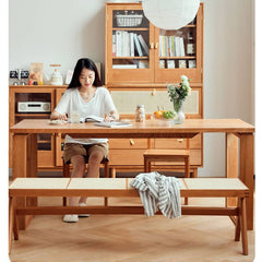 Cherry Wood Natural Stool with Rattan Seat - Elegant and Durable Design hldmz-726