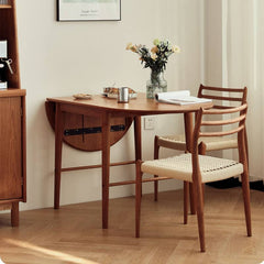 Natural Cherry Wood Dining Chair with Handwoven Kraft Paper Rope Seat hldmz-739