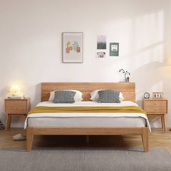 Elegant Oak Bedside Cupboard with Copper Accents in Natural Wood Finish hmzj-800