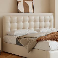 Luxurious Beige Bed - Genuine Leather Elegance or High-Quality Faux Leather Option hmzsh-1546