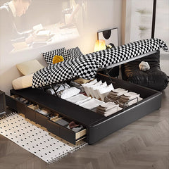 Luxurious Black Faux Leather Bed Frame - Elegant & Stylish Design hmzsh-1548