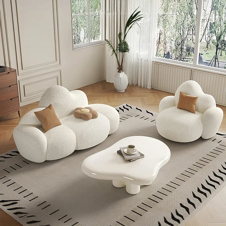 Sofa Beige Black Solid wood Faux Lambswool htyjj-5942
