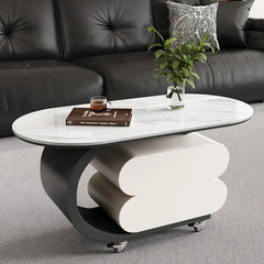 Coffee table COLOR1 White Black Sintered Stone Solid wood htyjj-6572