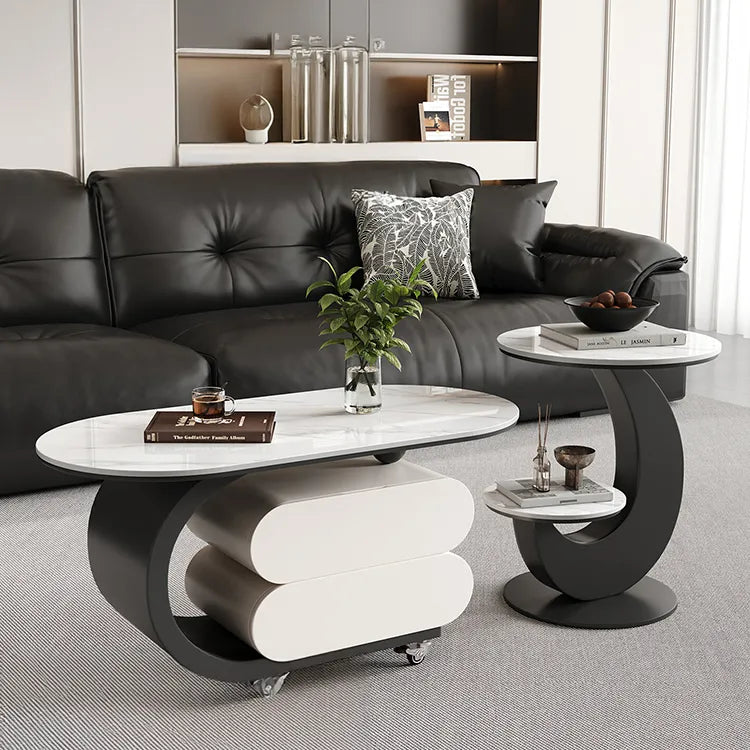 Coffee table COLOR1 Black White COLOR2 Brown Sintered Stone Multi-layer board htyjj-6573
