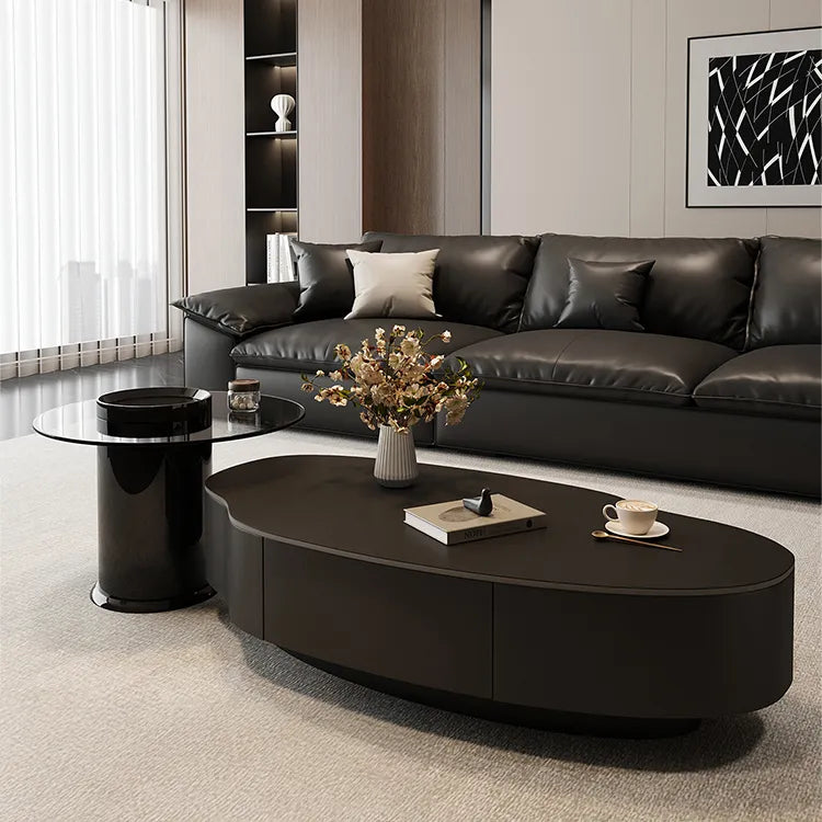 Coffee table Black COLOR1 COLOR2 Solid wood Sintered Stone Eco-friendly Board htyjj-6578