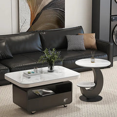 Coffee table COLOR1 White Black COLOR2 Brown Sintered Stone Solid wood Multi-layer board htyjj-6581