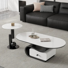 Coffee table White COLOR1 Black Solid wood Sintered Stone htyjj-6586