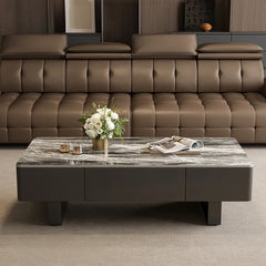 Coffee table COLOR1 COLOR2 White Black Solid wood Sintered Stone Eco-friendly Board htyjj-6589