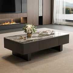 Coffee table COLOR1 COLOR2 White Black Solid wood Sintered Stone Eco-friendly Board htyjj-6589