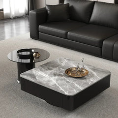 Coffee table COLOR1 COLOR2 White Black Solid wood Sintered Stone htyjj-6590