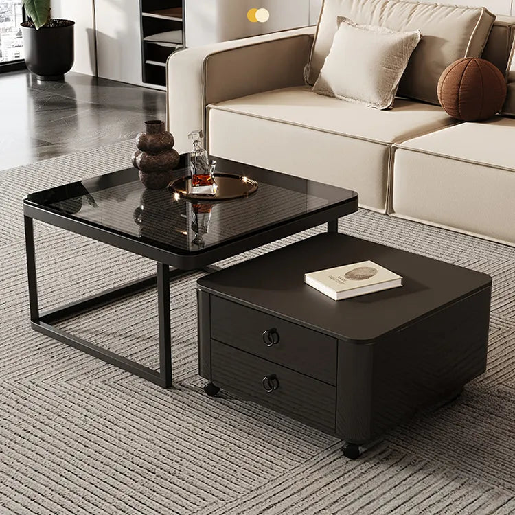 Coffee table SET1 SET2 Black SET3 Sintered Stone Tempered glass Solid wood htyjj-6592