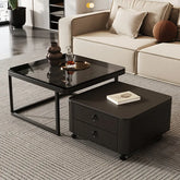Coffee table SET1 SET2 Black SET3 Sintered Stone Tempered glass Solid wood htyjj-6592