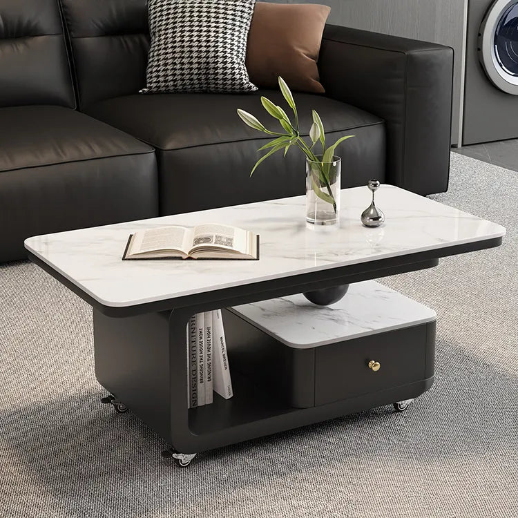 Coffee table COLOR1 White Black Solid wood Sintered Stone htyjj-6605-1