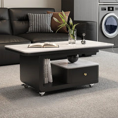 Coffee table COLOR1 White Black Solid wood Sintered Stone htyjj-6605-1