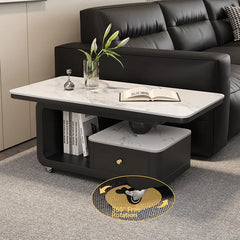 Coffee table COLOR1 White Black Solid wood Sintered Stone htyjj-6605-1