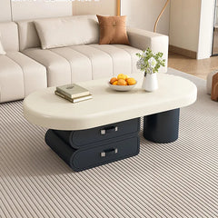 Coffee table White Brown Solid wood Eco-friendly Board Synthetic leather htyjj-6606