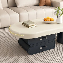 Coffee table White Brown Solid wood Eco-friendly Board Synthetic leather htyjj-6606
