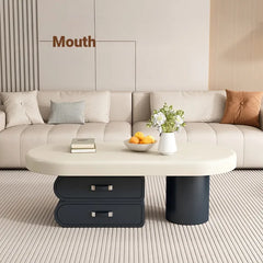 Coffee table White Brown Solid wood Eco-friendly Board Synthetic leather htyjj-6606