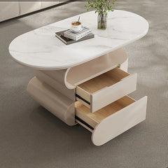 Coffee table COLOR1 White Black Sintered Stone Solid wood htyjj-6613