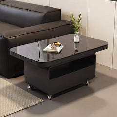 Coffee table Black COLOR1 COLOR2 Tempered glass Solid wood htyjj-6615