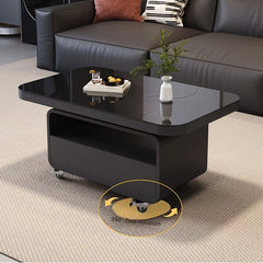 Coffee table Black COLOR1 COLOR2 Tempered glass Solid wood htyjj-6615
