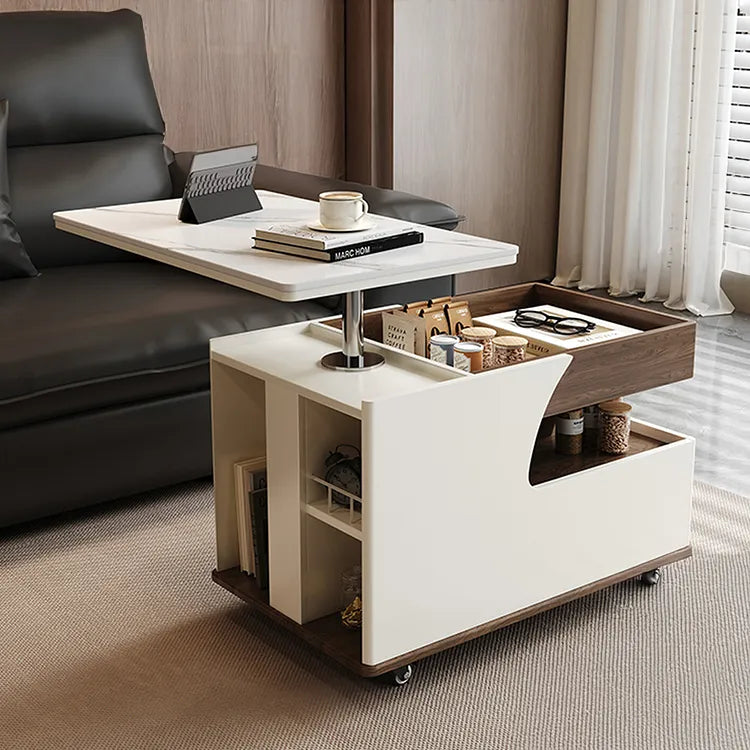 Coffee table White Sintered Stone Solid wood Multi-layer board htyjj-6618