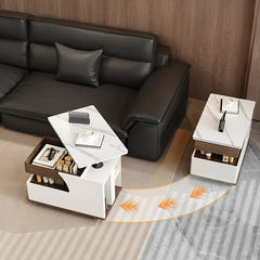 Coffee table White Sintered Stone Solid wood Multi-layer board htyjj-6618