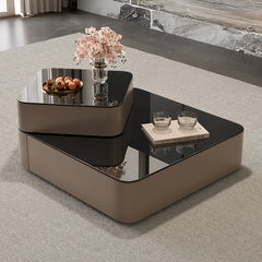 Coffee table Black COLOR1 Eco-friendly Board Solid wood Tempered glass htyjj-6631