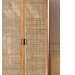 Elegant Ash Wood Cabinet with Natural Rattan Details htzm-1513