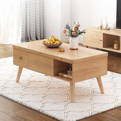 Elegant White Tea Table with Natural Solid Oak Wood and Ceramic Accents hx-1565