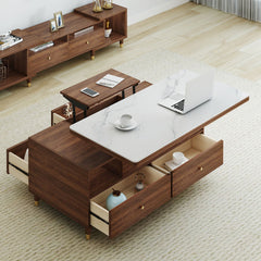 Elegant Solid Wood Tea Table with White Ceramic Top – Perfect for Modern Homes hx-1570