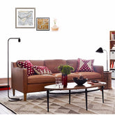 Solid Wood Faux Leather Sofa in Camel, Blue, Black, and Green - Stylish & Durable hxcyj-1332