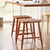 Premium Wooden Stool - Natural Brown Cherry & Black Walnut Finish hykmq-747