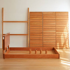 Stunning Cherry Wood Bed Frame - Natural Wood Finish for Elegant Bedroom Decor hykmq-773