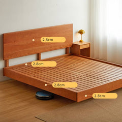 Stunning Cherry Wood Bed Frame - Natural Wood Finish for Elegant Bedroom Decor hykmq-773