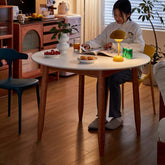 Elegant Black Natural Wood Table with White Marble, Cherry Wood, & Red Oak Options hykmq-788