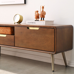Elegant Brown Cherry Solid Wood TV Cabinet - Timeless Design for Any Living Room hym-1533