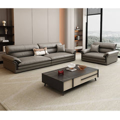 Stylish Gray Sofa with Pine Wood Frame and Faux Leather Accents - Comfortable Cotton Upholstery hzh-1360