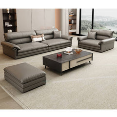 Stylish Gray Sofa with Pine Wood Frame and Faux Leather Accents - Comfortable Cotton Upholstery hzh-1360