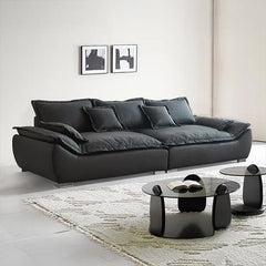 Sofa Black Synthetic leather Down Solid wood Stuffing cotton Techno Fabric hzmkj-5952