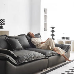 Sofa Black Synthetic leather Down Solid wood Stuffing cotton Techno Fabric hzmkj-5952