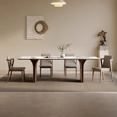 Elegant Ash Wood and Sintered Stone Dining Table – Modern Design for Contemporary Spaces hzmzw-3150