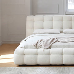 Luxurious White Pine Bed with Faux Lambswool and Silk Floss Comfort my-378